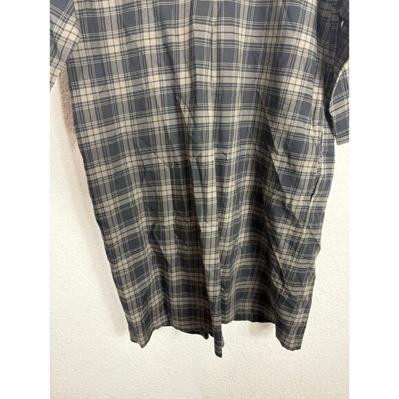 Vince Plaid Easy Pullover Cotton Cocoon Shirt Dress Small Green Lagenlook - Picture 10 of 13